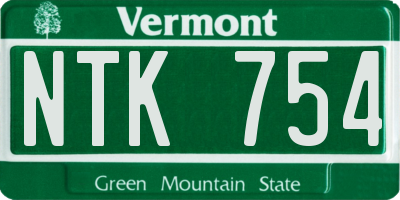 VT license plate NTK754