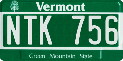 VT license plate NTK756
