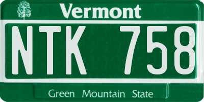 VT license plate NTK758
