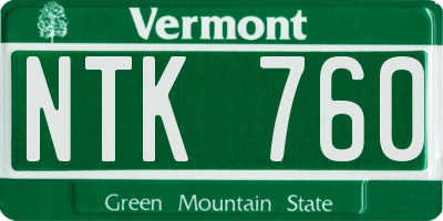 VT license plate NTK760