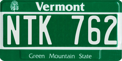VT license plate NTK762
