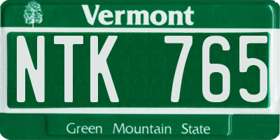 VT license plate NTK765