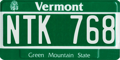 VT license plate NTK768