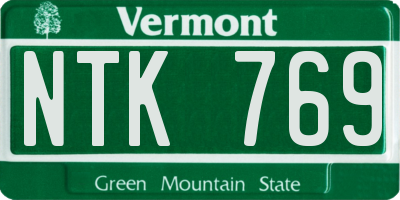 VT license plate NTK769