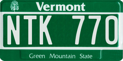 VT license plate NTK770