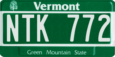 VT license plate NTK772