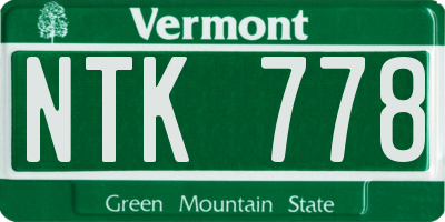 VT license plate NTK778