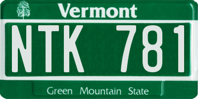 VT license plate NTK781