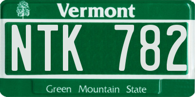 VT license plate NTK782