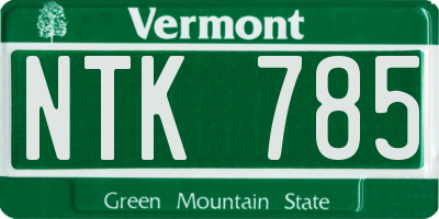 VT license plate NTK785