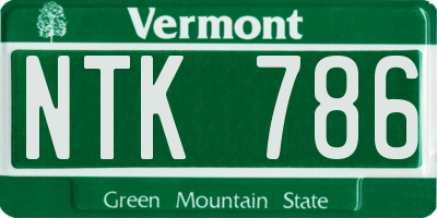 VT license plate NTK786