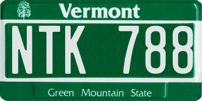 VT license plate NTK788