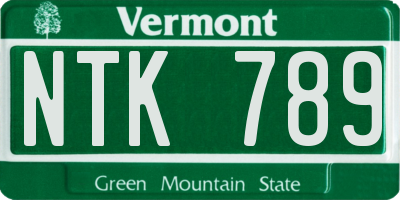 VT license plate NTK789