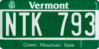 VT license plate NTK793