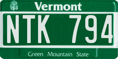 VT license plate NTK794