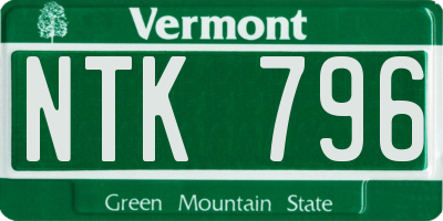 VT license plate NTK796