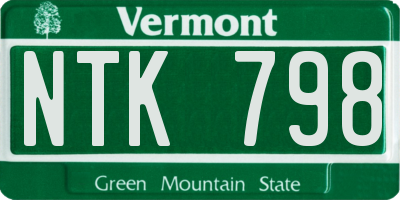 VT license plate NTK798