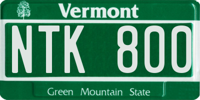 VT license plate NTK800