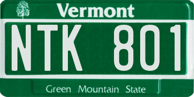 VT license plate NTK801