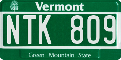 VT license plate NTK809