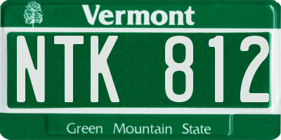 VT license plate NTK812