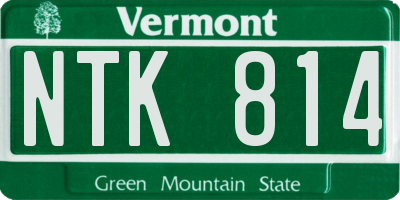 VT license plate NTK814