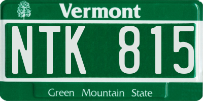 VT license plate NTK815