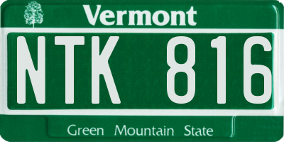 VT license plate NTK816