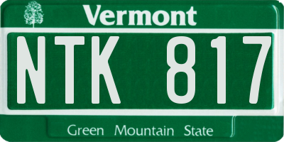 VT license plate NTK817