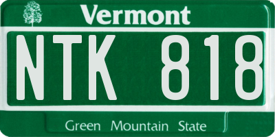 VT license plate NTK818