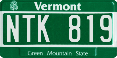 VT license plate NTK819