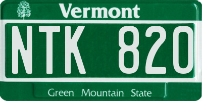 VT license plate NTK820