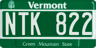 VT license plate NTK822