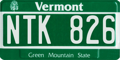 VT license plate NTK826