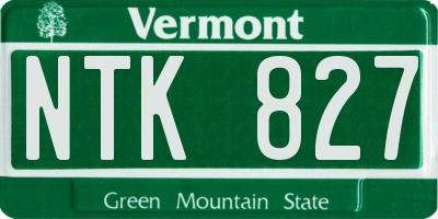 VT license plate NTK827
