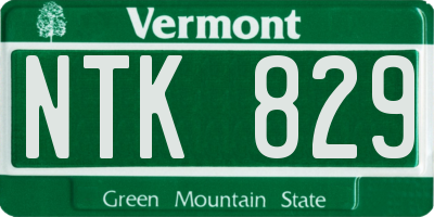VT license plate NTK829