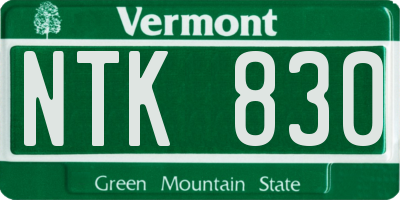 VT license plate NTK830