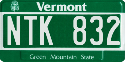 VT license plate NTK832