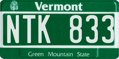 VT license plate NTK833