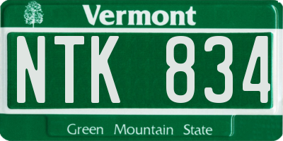 VT license plate NTK834