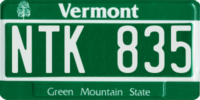 VT license plate NTK835
