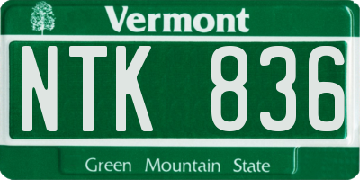 VT license plate NTK836