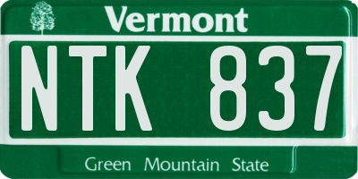 VT license plate NTK837