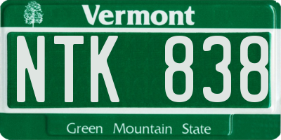 VT license plate NTK838