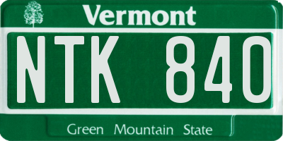 VT license plate NTK840