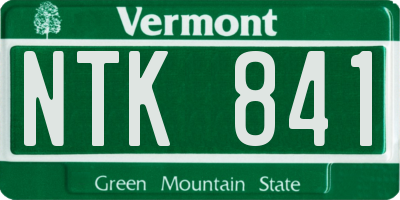 VT license plate NTK841