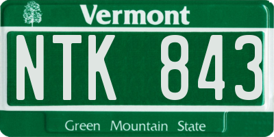 VT license plate NTK843