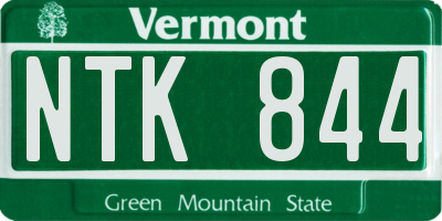 VT license plate NTK844