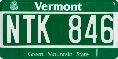 VT license plate NTK846