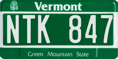 VT license plate NTK847